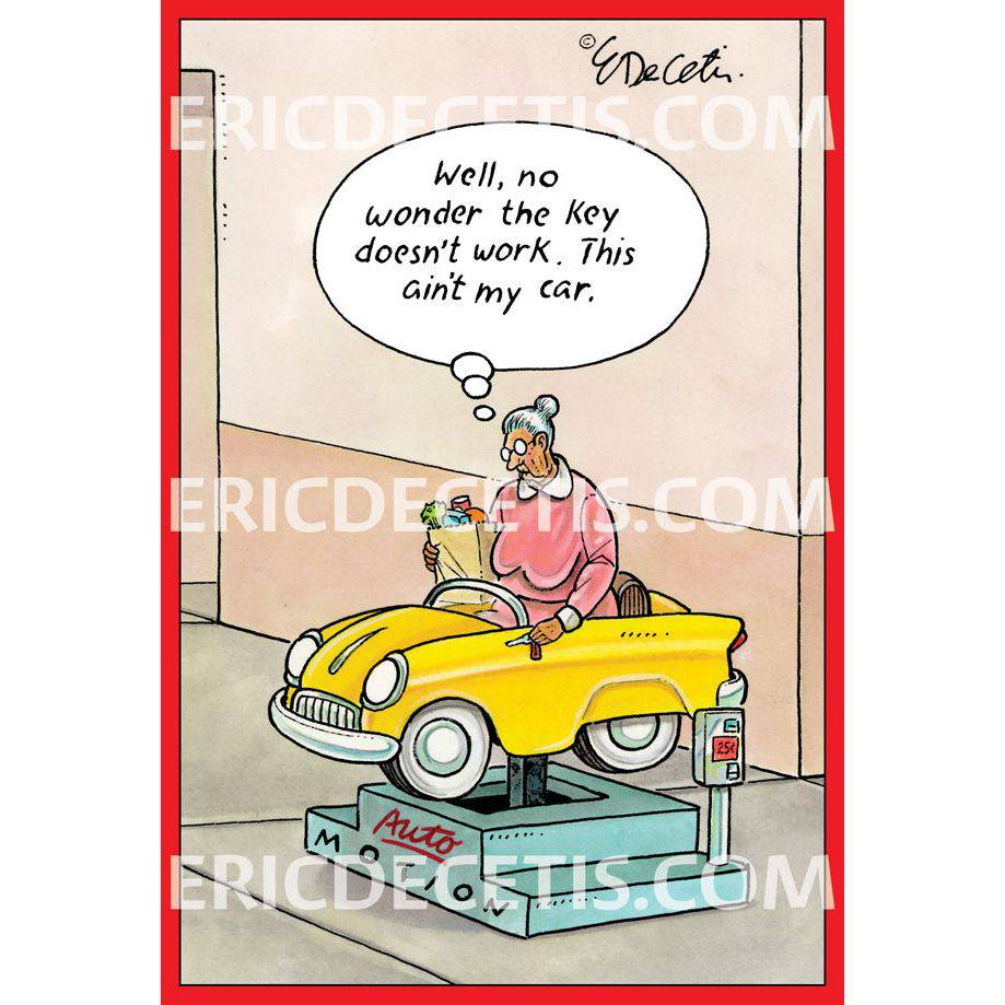 Pictura Aint My Car birthday card by Eric Decetis featuring colorful, playful illustrations for special celebrations.